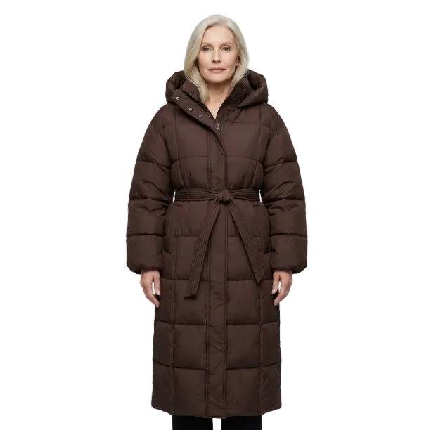 Adriana | Abrigo Acolchado Largo con Cinturón